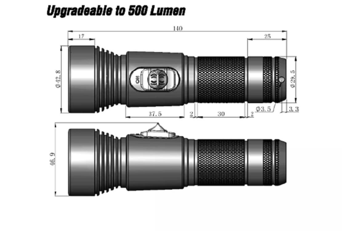 Linterna de buceo BESTDIVERS XHunt 300 Lm - Imagen 2