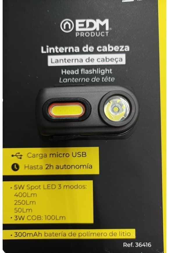 LINTERNA de Cabeza EDM LED Recargable 400Lm - Imagen 1